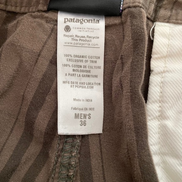 Patagonia Organic Cotton Striped Cargo Shorts Men's Size 36 Brown - Picture 3 of 13